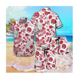 Boston Red Sox And Grateful Dead Short Sleeve Button Up Tropical Aloha Hawaiian Shirts For Men Women 0 49.95