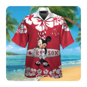 Boston Red Sox Minnie Mouse Short Sleeve Button Up Tropical Aloha Hawaiian Shirts For Men Women 0 49.95