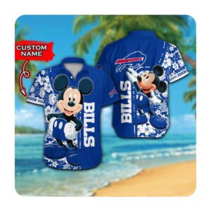 Buffalo Bills And Mickey Mouse Custom Personalized Short Sleeve Button Up Tropical Aloha Hawaiian Shirts For Men Women 0 49.95