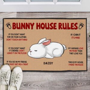 Customized Bunny House Rules Rabbits PersonalizedHome Sweet Doormat