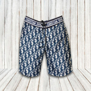 Dior Logo Pattern Luxury Brand Hawaiian Shirt Shorts and Flip Flops Combo