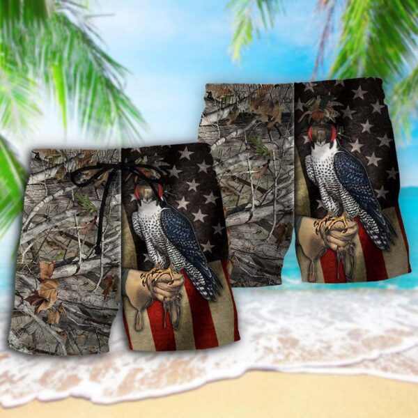 Falconry hunting Hawaiian Shirt, Beach Shorts