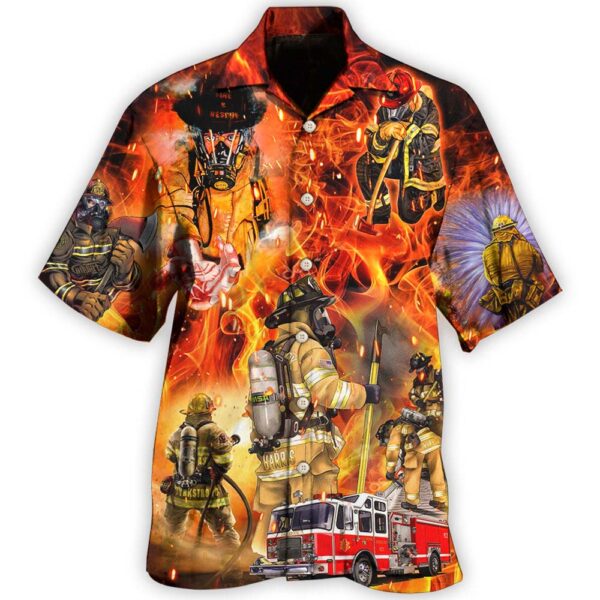 Firefighter fire style Hawaiian Shirt, Beach Shorts