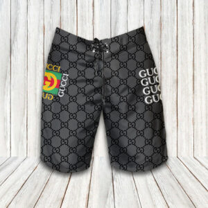 Gucci Black Brand Limited Luxury Brand Hawaiian Shirt Shorts and Flip Flops Combo