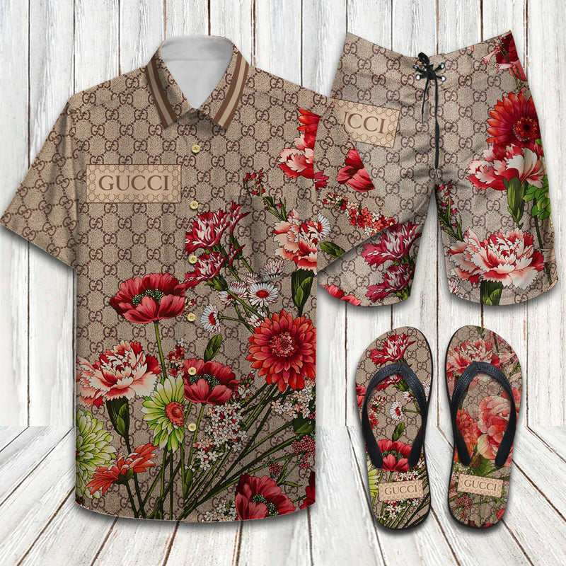 Gucci GG Luxury Brand Limited Hawaiian Shirt Shorts and Flip