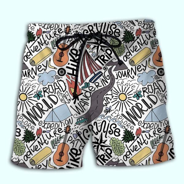 Hiking wandering trip Hawaiian Shirt, Beach Shorts