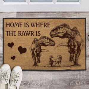 Home Is Where The RawR Is Doormat, Dinosaur T-Rex Home Mat
