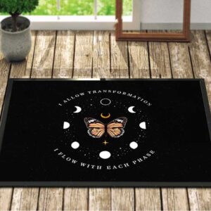 I Allow Transformation I Flow With Beach Phase Butterfly With Moon Phase Doormat 1