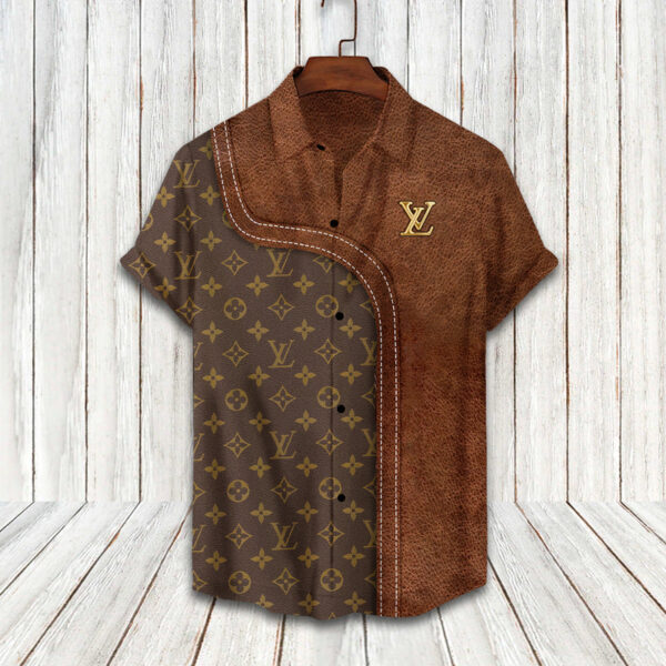 LV Monogram Two Color Mix Limited Hawaiian Shirt Shorts and Flip Flops Combo
