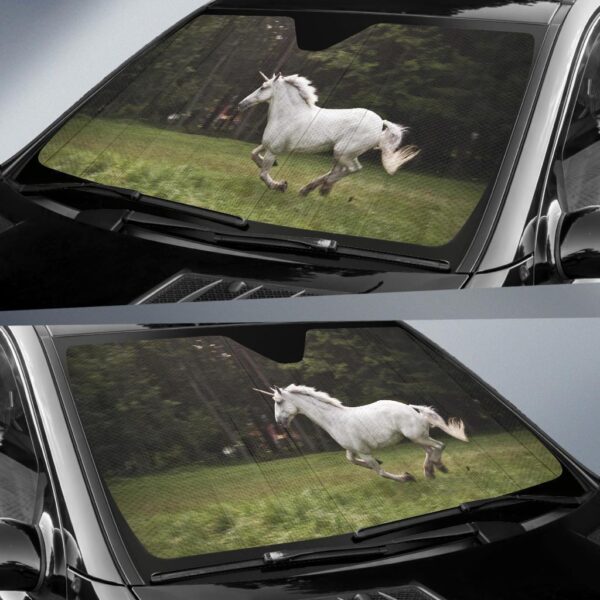 Nature White Unicorn Horse Car Auto Sunshade