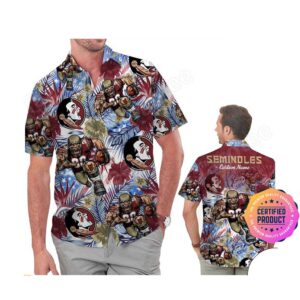 Florida State Seminoles Parrot Floral Tropical Aloha Hawaiian Shirt, Beach Shorts Custom Name For Men Women