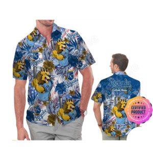Kansas City Royals America Flag Tropical Floral MLB Aloha Hawaiian Shirt, Beach Shorts Custom Name For Men Women