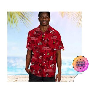 Louisville Cardinals America Flag Tropical Floral Aloha Hawaiian Shirt, Beach Shorts Custom Name For Men Women