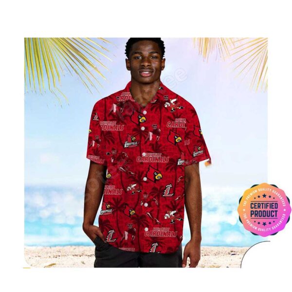 Louisville Cardinals America Flag Tropical Floral Aloha Hawaiian Shirt, Beach Shorts Custom Name For Men Women