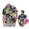 Michigan Wolverines America Flag Tropical Floral Aloha Hawaiian Shirt, Beach Shorts Custom Name For Men Women