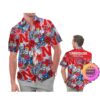 Nebraska Cornhuskers America Flag Tropical Floral Aloha Hawaiian Shirt, Beach Shorts Custom Name For Men Women