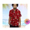 Ohio State Buckeyes America Flag Tropical Floral Aloha Hawaiian Shirt, Beach Shorts Custom Name For Men Women