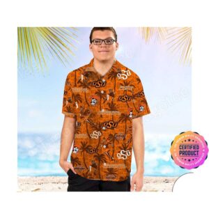 Oklahoma State Cowboys America Flag Tropical Floral Aloha Hawaiian Shirt, Beach Shorts Custom Name For Men Women