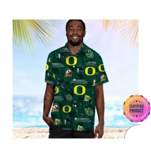 Oregon Ducks America Flag Tropical Floral Aloha Hawaiian Shirt, Beach Shorts Custom Name For Men Women