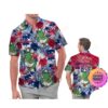 Pittsburgh Pirates America Flag Tropical Floral MLB Aloha Hawaiian Shirt, Beach Shorts Custom Name For Men Women