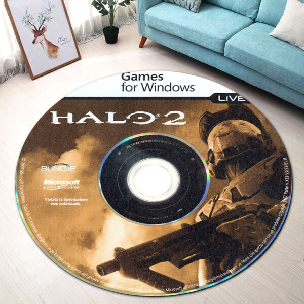 Halo 2 Games For Windows Disc Round Rug Carpet