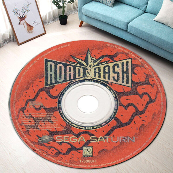 Road Rash Sega Saturn Disc Round Rug Carpet