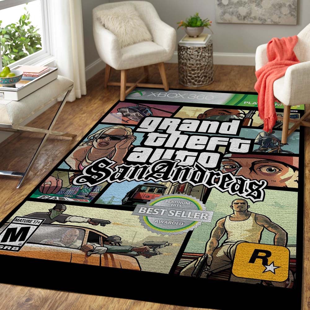 Grand Theft Auto San Andreas Video Game Area Rug Area Area Rug - Peto Rugs