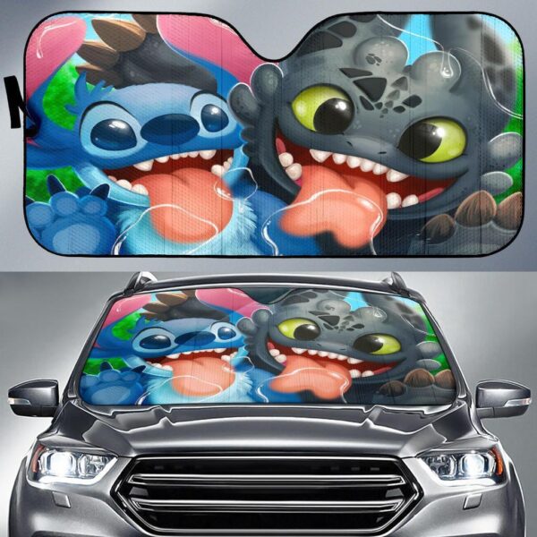 Stitch Toothless Car Sunshade