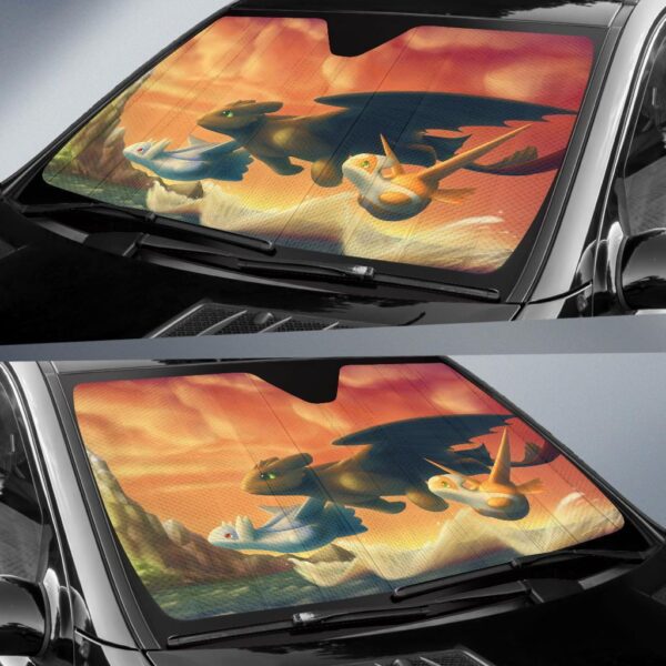 Toothless And Pokemon Car Auto Sunshade