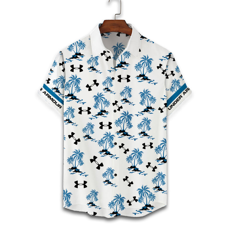 Under Armour White Blue Floral Combo Hawaiian Shirt Shorts and