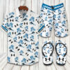 Under Armour White Blue Combo Hawaiian Shirt Shorts and Flip Flops
