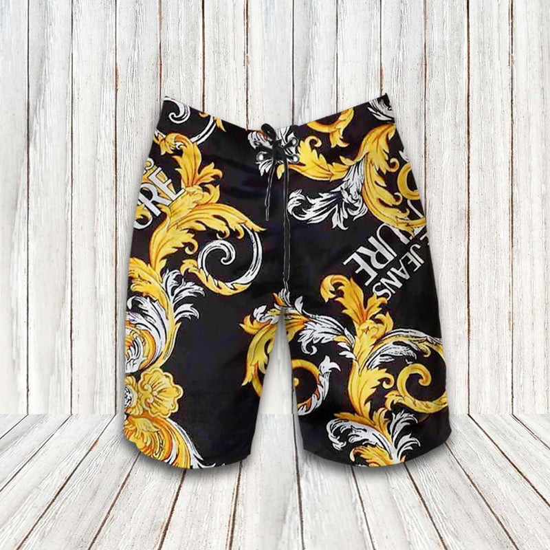 HOT] Versace Golden Medusa White Flip Flops & Hawaiian Shirt Shorts