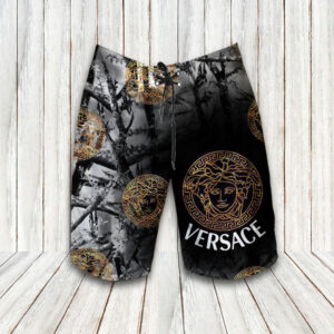Versace Jungle Black Limited Hawaiian Shirt Shorts and Flip Flops