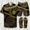 Versace Gothic Pattern Luxury Brand Hawaiian Shirt Shorts and Flip Flops Combo