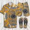 Versace Chain Pinstripe Hawaiian Shirt Shorts and Flip Flops Combo