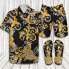 Versace Gothic Pattern Luxury Brand Hawaiian Shirt Shorts and Flip Flops Combo