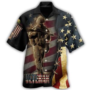 Veteran US Flag Hawaiian Shirt Beach Shorts