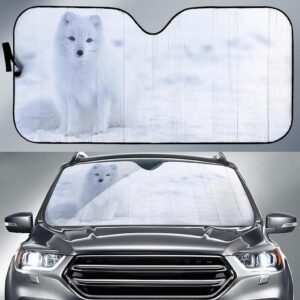 White Arctic Fox Car Auto Sunshade