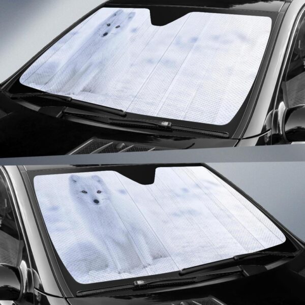 White Arctic Fox Car Auto Sunshade