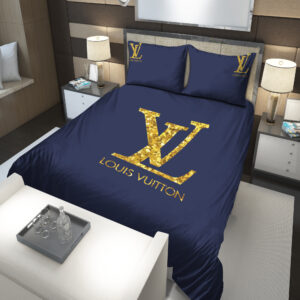 Am Golden Metallic Louis Vuitton Bed Set