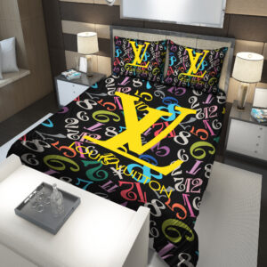 am louis vuitton logo combined with numbers 24 bedding set 4