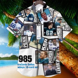 Dallas Cowboys 1985 Retrocards Set Vintage Aloha Hawaiian Shirt