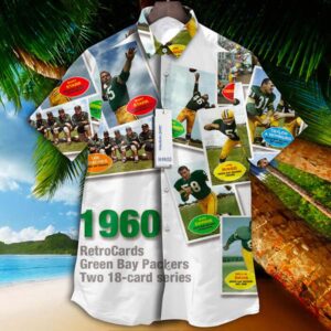 Green Bay Packers 1960 Retrocards Set Vintage Aloha Hawaiian Shirt