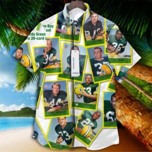 Green Bay Packers 1967 Retro Cards Vintage Aloha Hawaiian Shirt