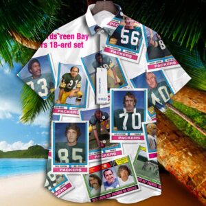 Green Bay Packers 1974 Retrocards Set Vintage Aloha Hawaiian Shirt