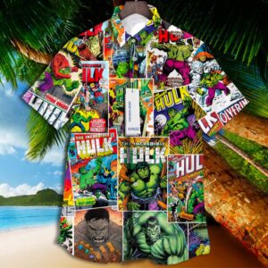 Hulk Super Hero Marvel Comics Tropical Aloha Hawaiian Shirt