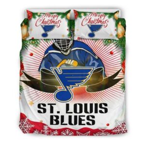 Merry Christmas St Louis Blues Hockey Sport Bedding Set Duvet Cover D New Luxury Twin Full Queen King Size Comforter Cover
