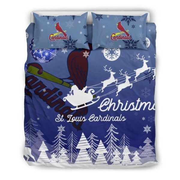 Merry Christmas St Louis Cardinals Baseball Sport Luxury Bedding Set Duvet Cover Comforter Cover and Pillow Case