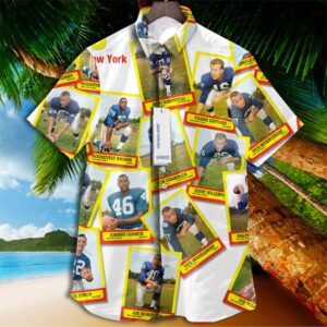 New York Giants 1963 Retrocards Set Vintage Aloha Hawaiian Shirt