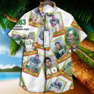 Philadelphia Eagles 1963 Retrocards Set Vintage Aloha Hawaiian Shirt